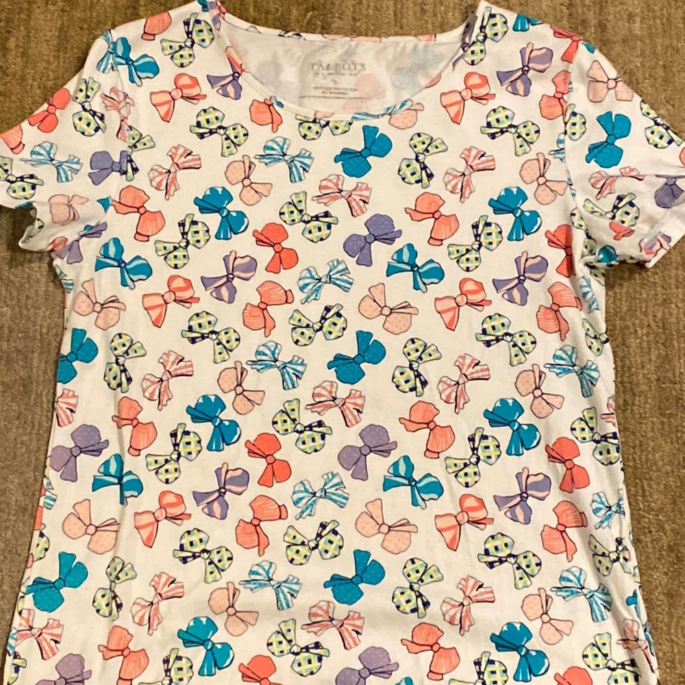 ~Talbots~ Colorful Bows Petite Top